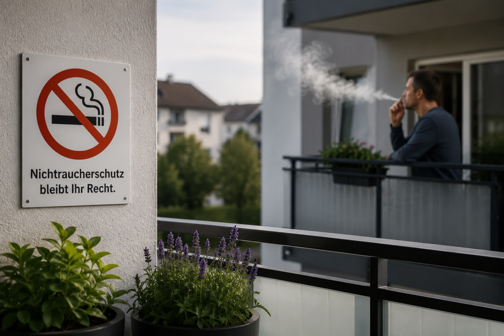 Rauchbelästigung durch rauchenden Nachbarn auf dem Balkon – Nichtraucherschutz in einer Wohnanlage
